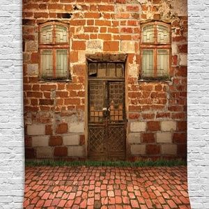 Tapestry Brick House Door Wall Hanging Backdrop